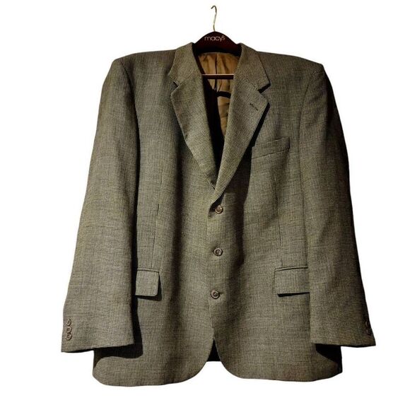 English Manor Light Brown Checked Professional Business Sports Coat Suit Jacket - Picture 10 of 10
